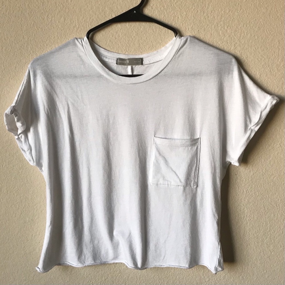 White Crop Top with Pocket Square